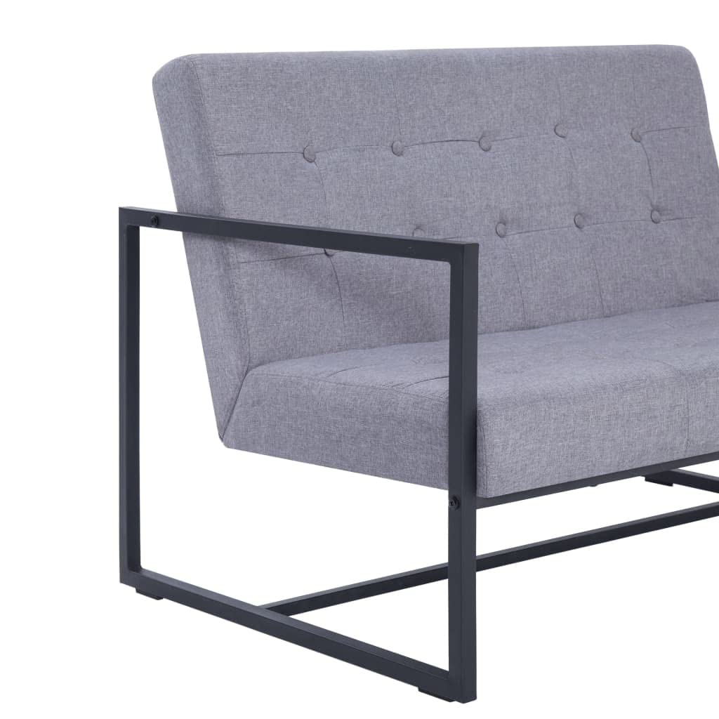 Light Gray Fabric 2-Seater Sofa with Steel Legs R53856