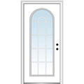 Steel Primed Left Hand In-Swing Prehung Front Door Full Lite Round Top Clear Glass 36" x 80" R941595