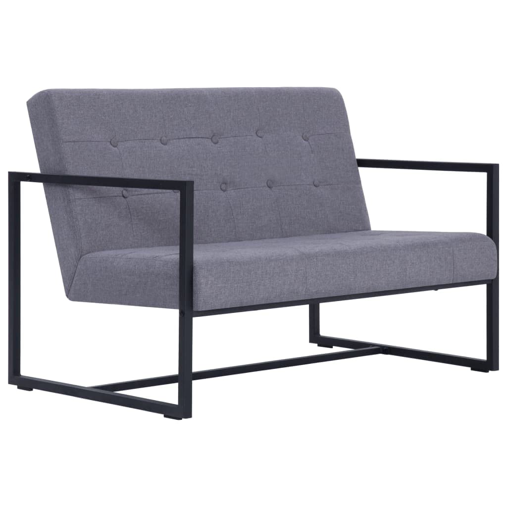 Light Gray Fabric 2-Seater Sofa with Steel Legs R53856