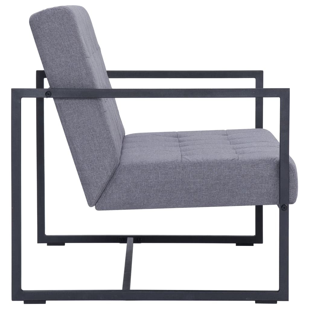 Light Gray Fabric 2-Seater Sofa with Steel Legs R53856