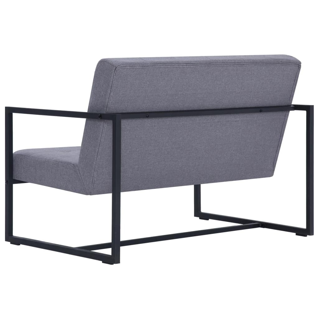 Light Gray Fabric 2-Seater Sofa with Steel Legs R53856