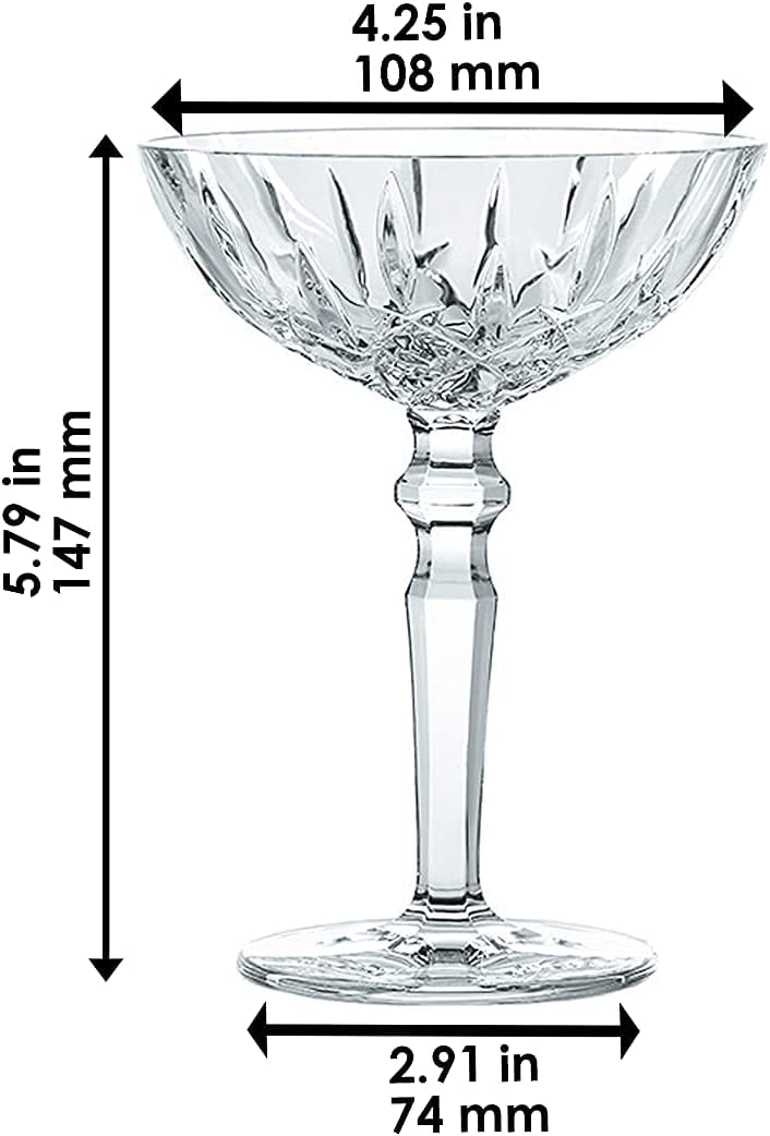 Clear Crystal Cocktail Coupe Glasses, Set of 2 I1080