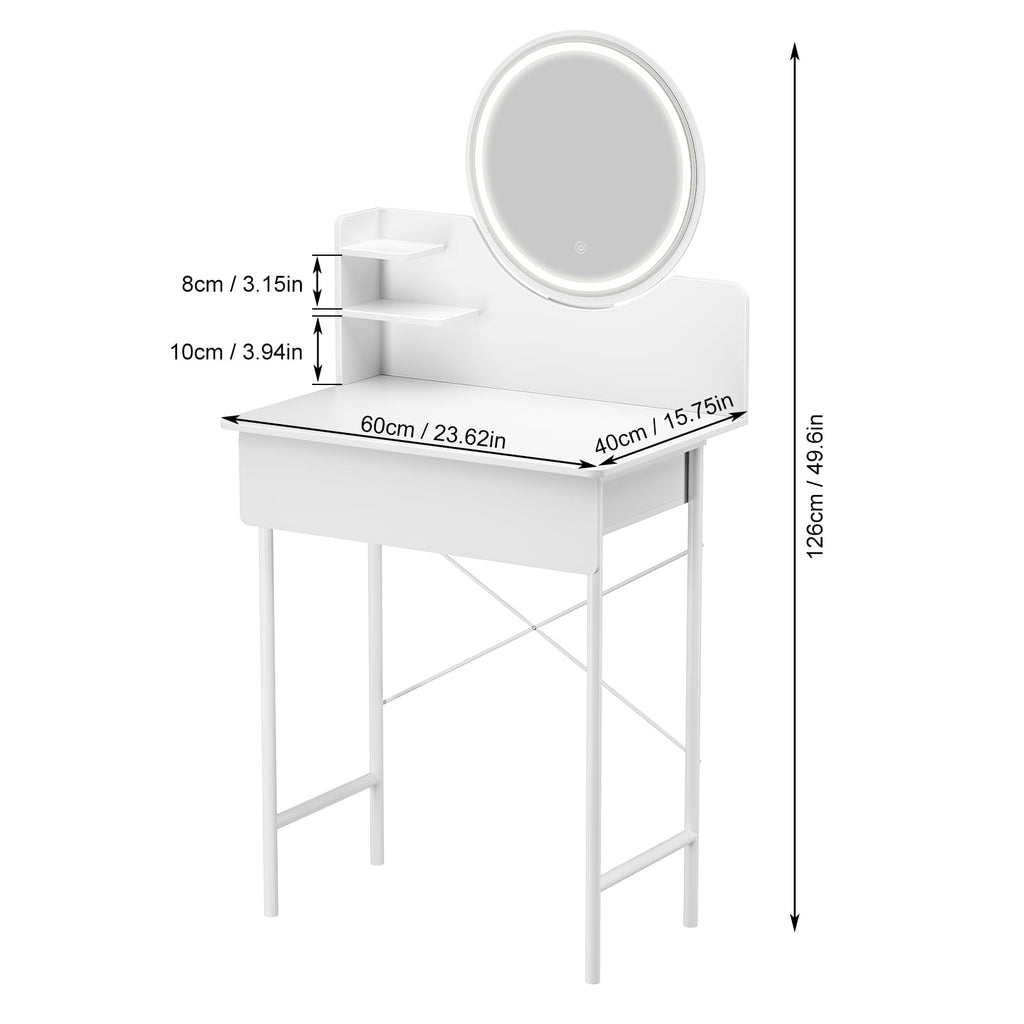 Vanity Desk with Mirror and LED Lights E2818