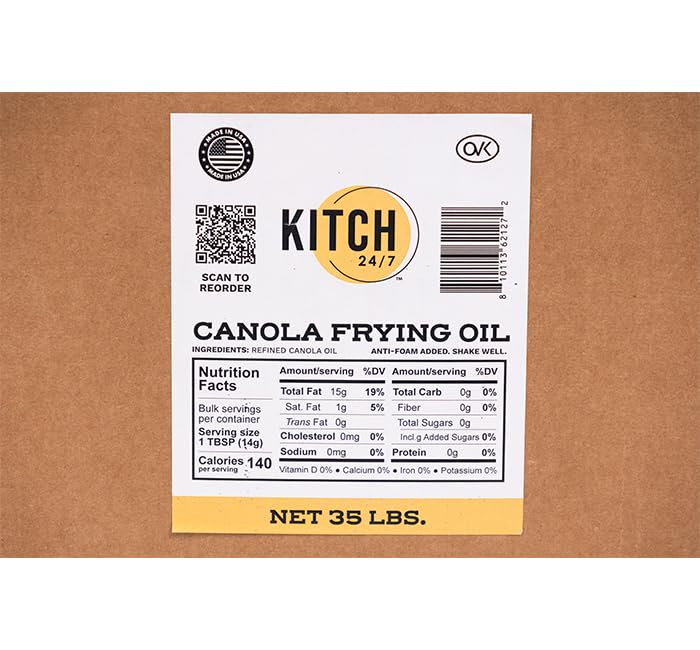 Canola Frying Oil 35 Lb High Smoke Point Bulk Cooking Oil L5473