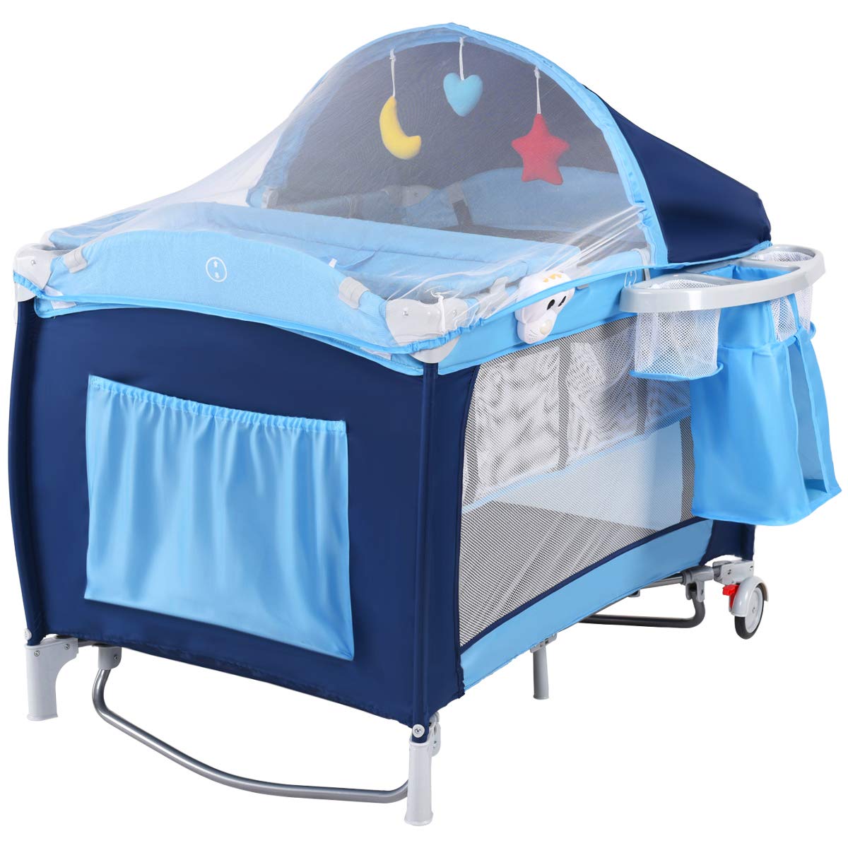 4-in-1 Portable Baby Playard with Bassinet and Changing Table G914505