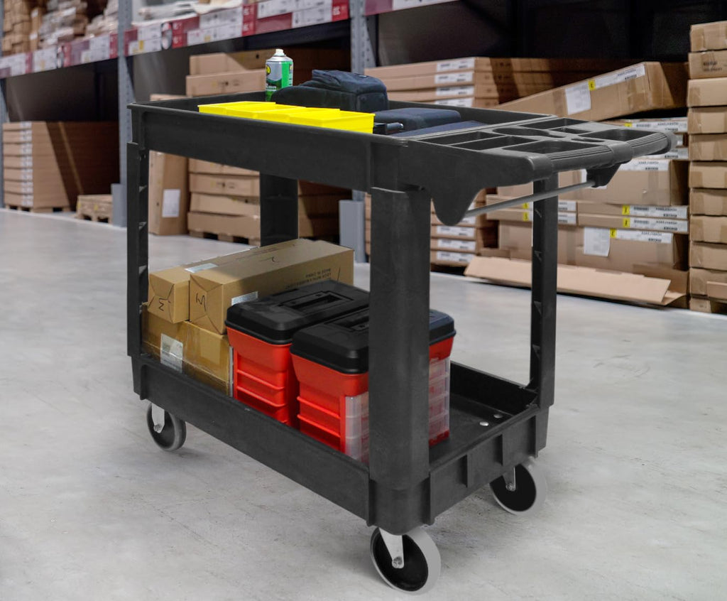 Heavy Duty 2-Shelf Polypropylene Utility Cart 500 lb Capacity O8951