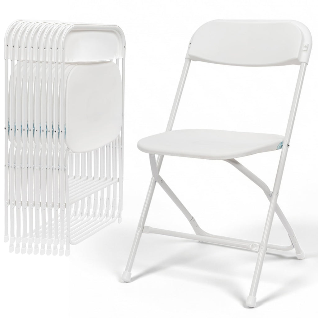 White 10 Pack Plastic Folding Chairs with Steel Frame R41511