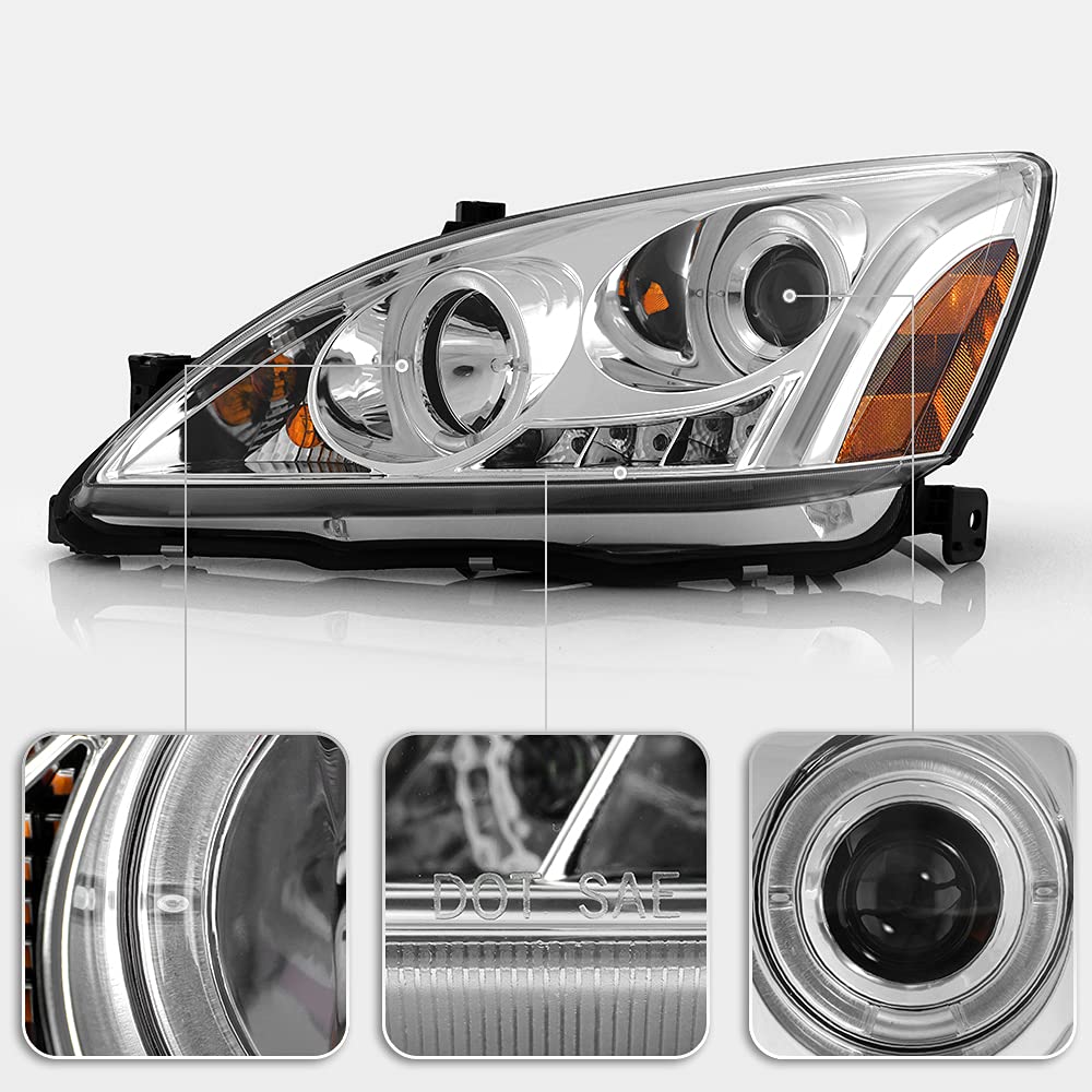 For 2003-2007 Honda Accord LED Projector Headlights, Driver & Passenger Side C169787