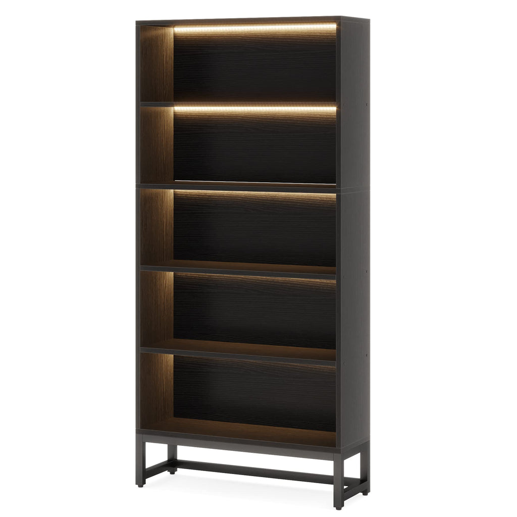 Black 70.8” 5-Tier Bookcase with LED Lights X3368