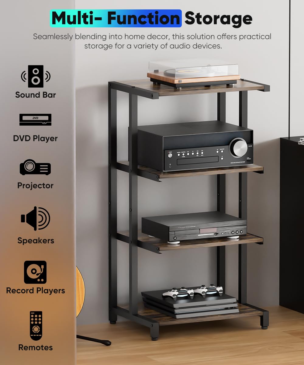 4-Tier Black Wooden Media Stand D544715