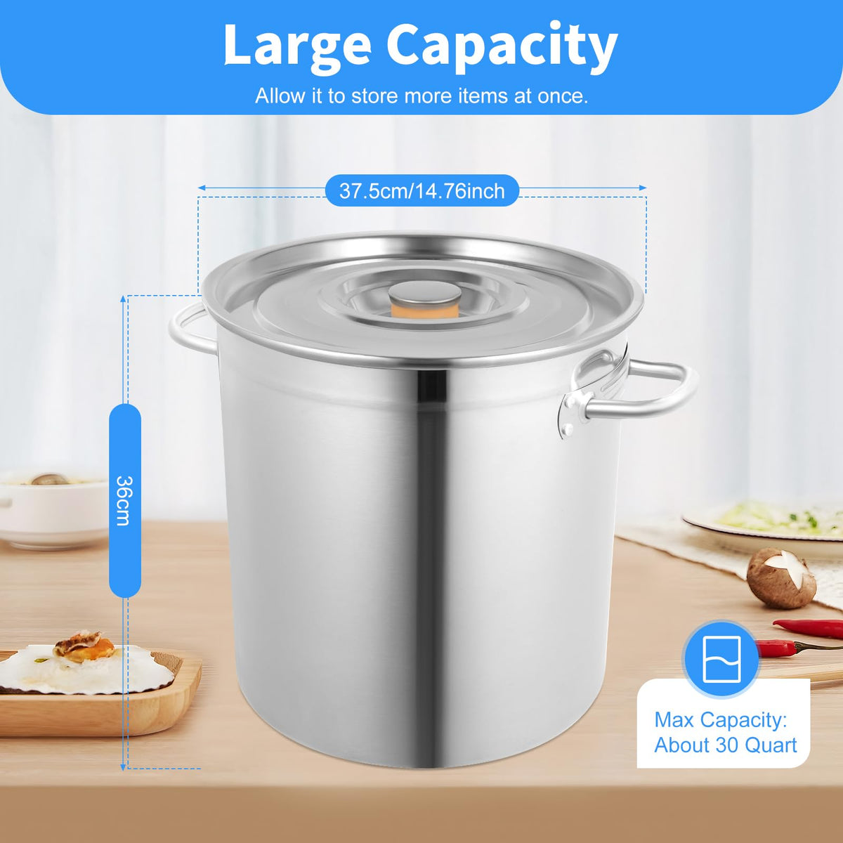 35L Stainless Steel Stockpot with Lid W751018