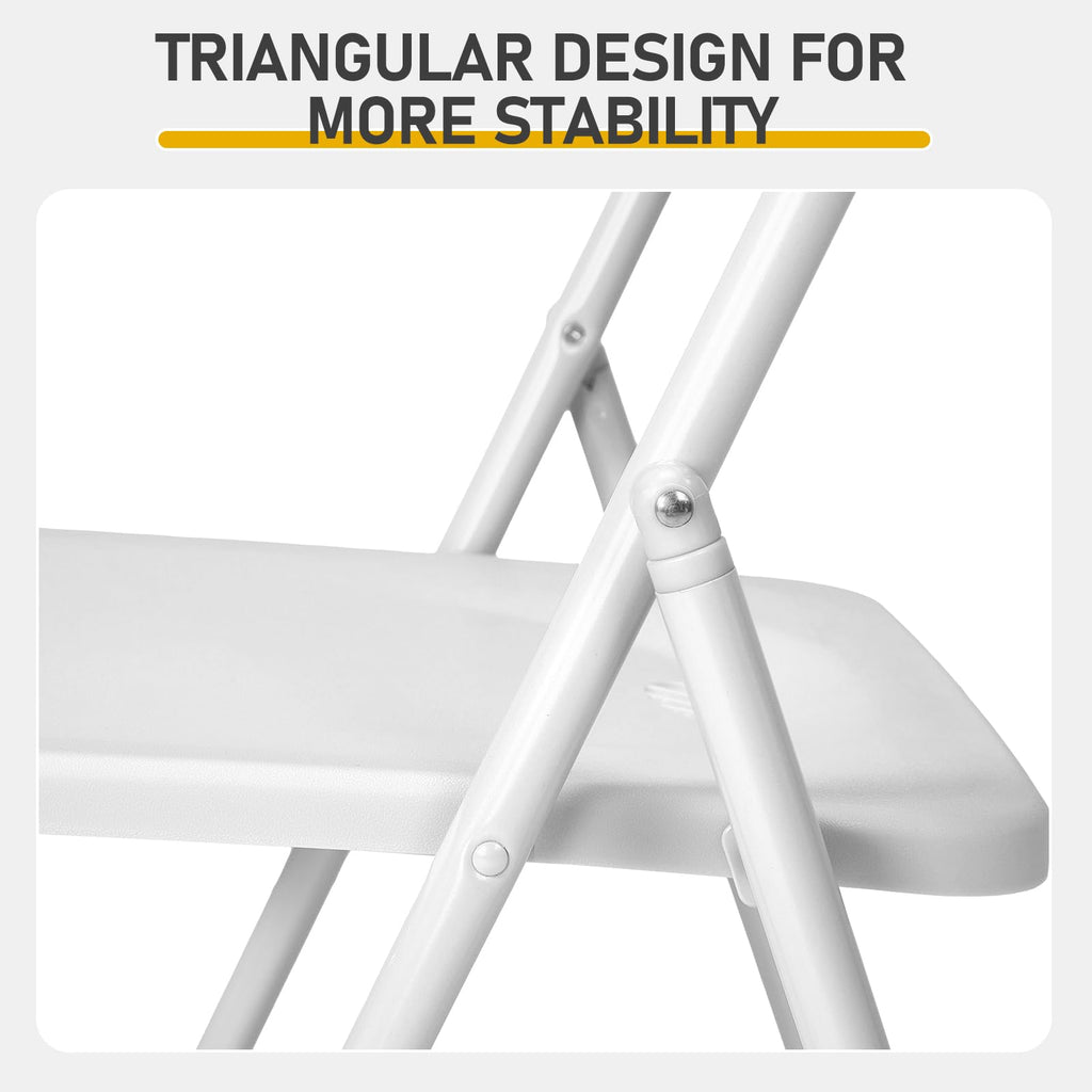 White Plastic Folding Chairs, 10 Pack Steel Frame X3269