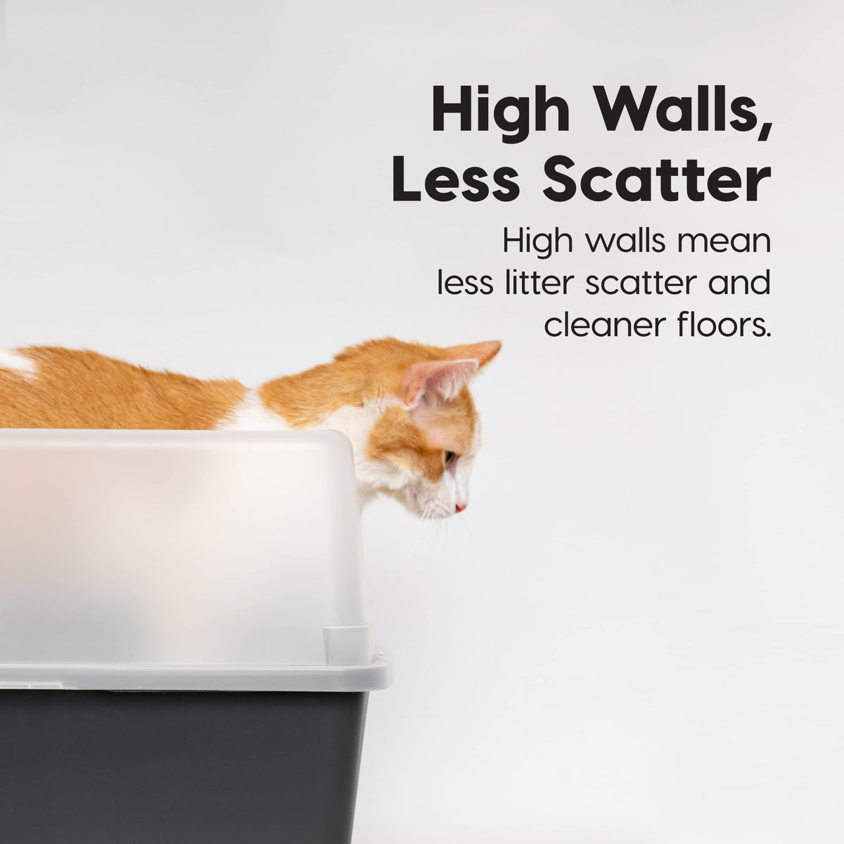 High Sided Cat Litter Box with Scatter Shield, Black J4865