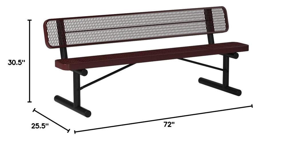 Red 6Ft Portable Outdoor Bench with Back V5033