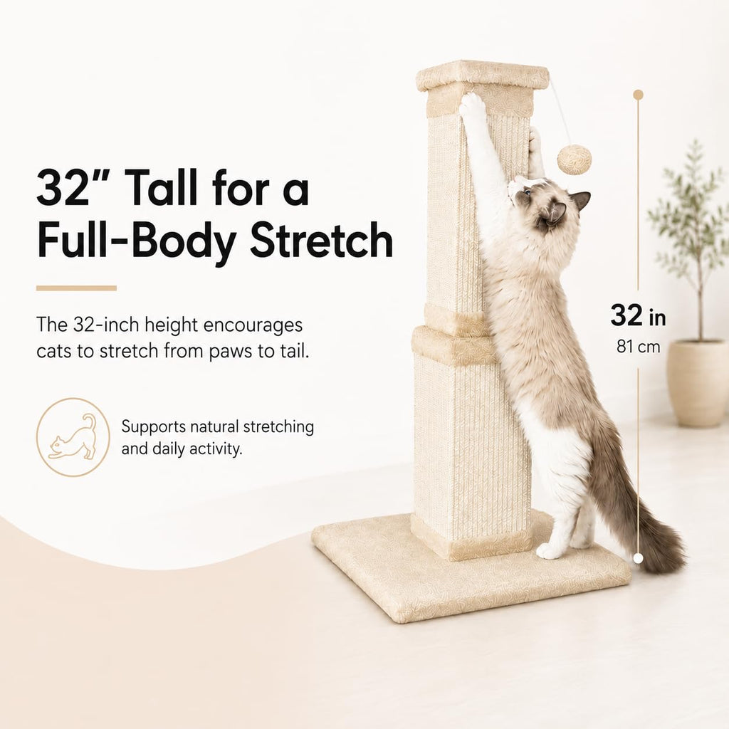 Beige 32Inch Sisal Cat Scratching Post N8815