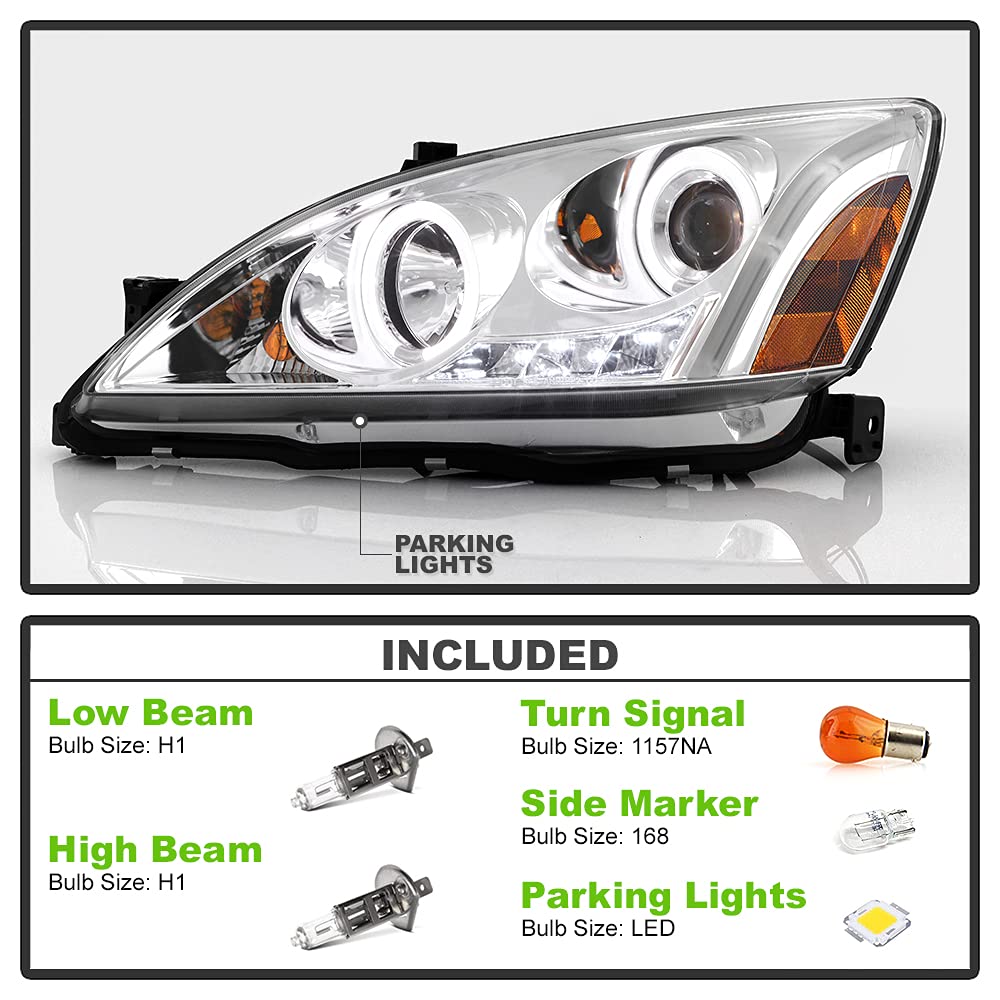 For 2003-2007 Honda Accord LED Projector Headlights, Driver & Passenger Side C169787