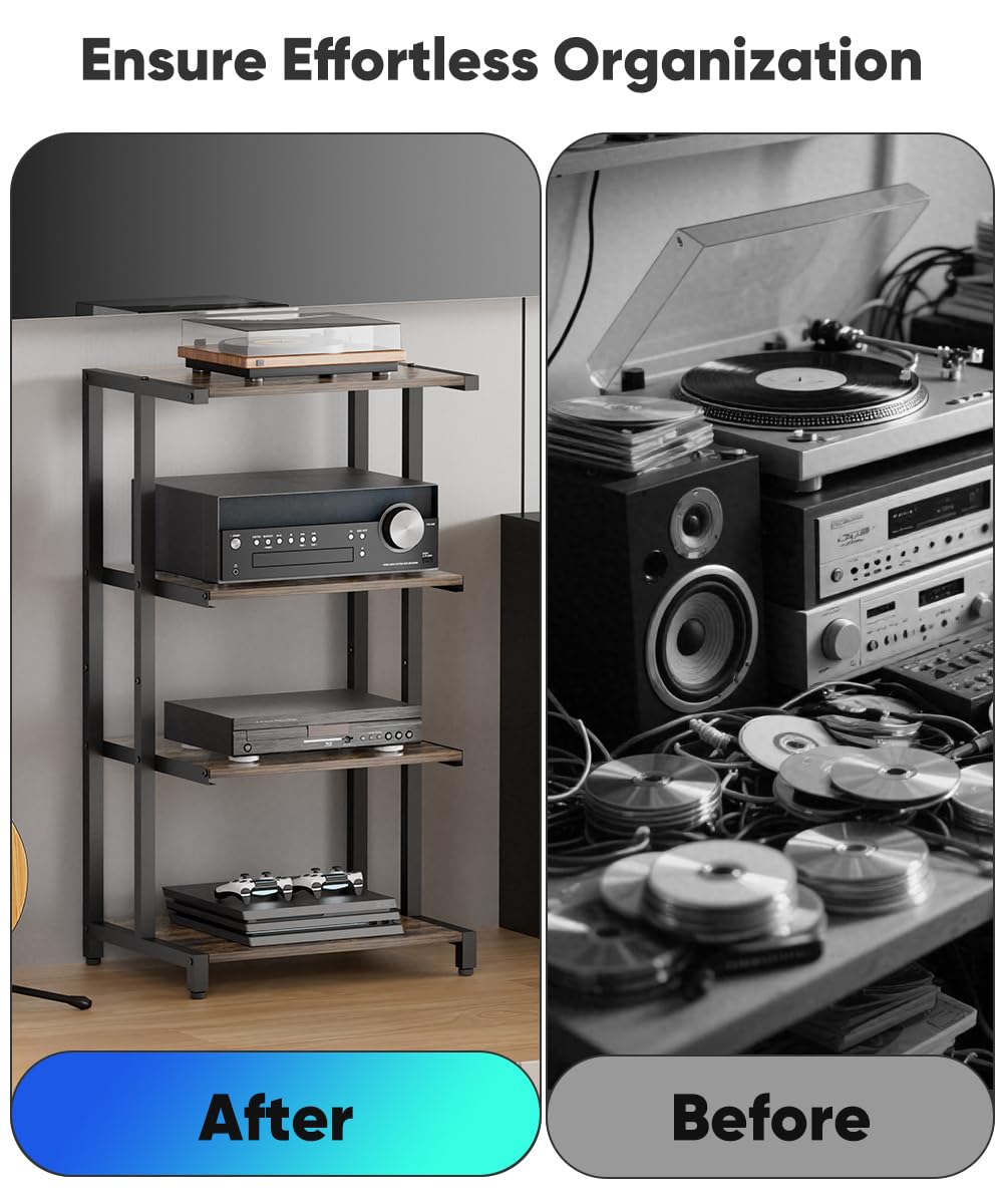 4-Tier Black Wooden Media Stand D544715
