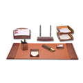 Brown Crocodile Embossed Leather Desk Set R829289