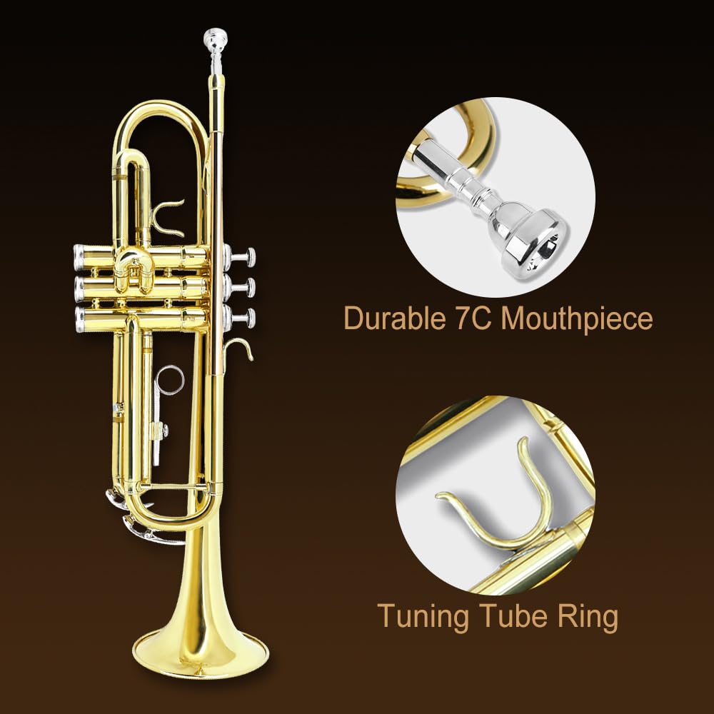 Standard Trumpet Set with Hard Case, 7C Mouthpiece, Cleaning Kit C7201