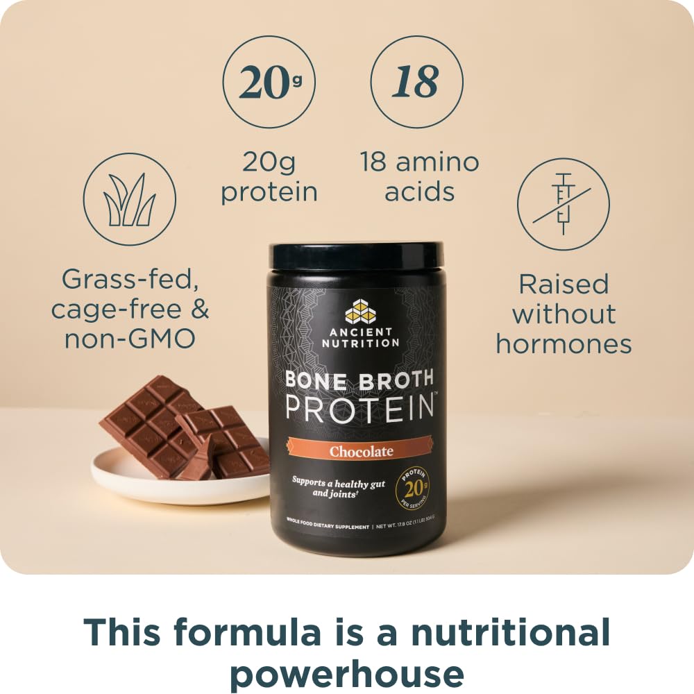 Grass Fed Bone Broth Protein Powder, Chocolate D88618
