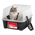 High Sided Cat Litter Box with Scatter Shield, Black J4865