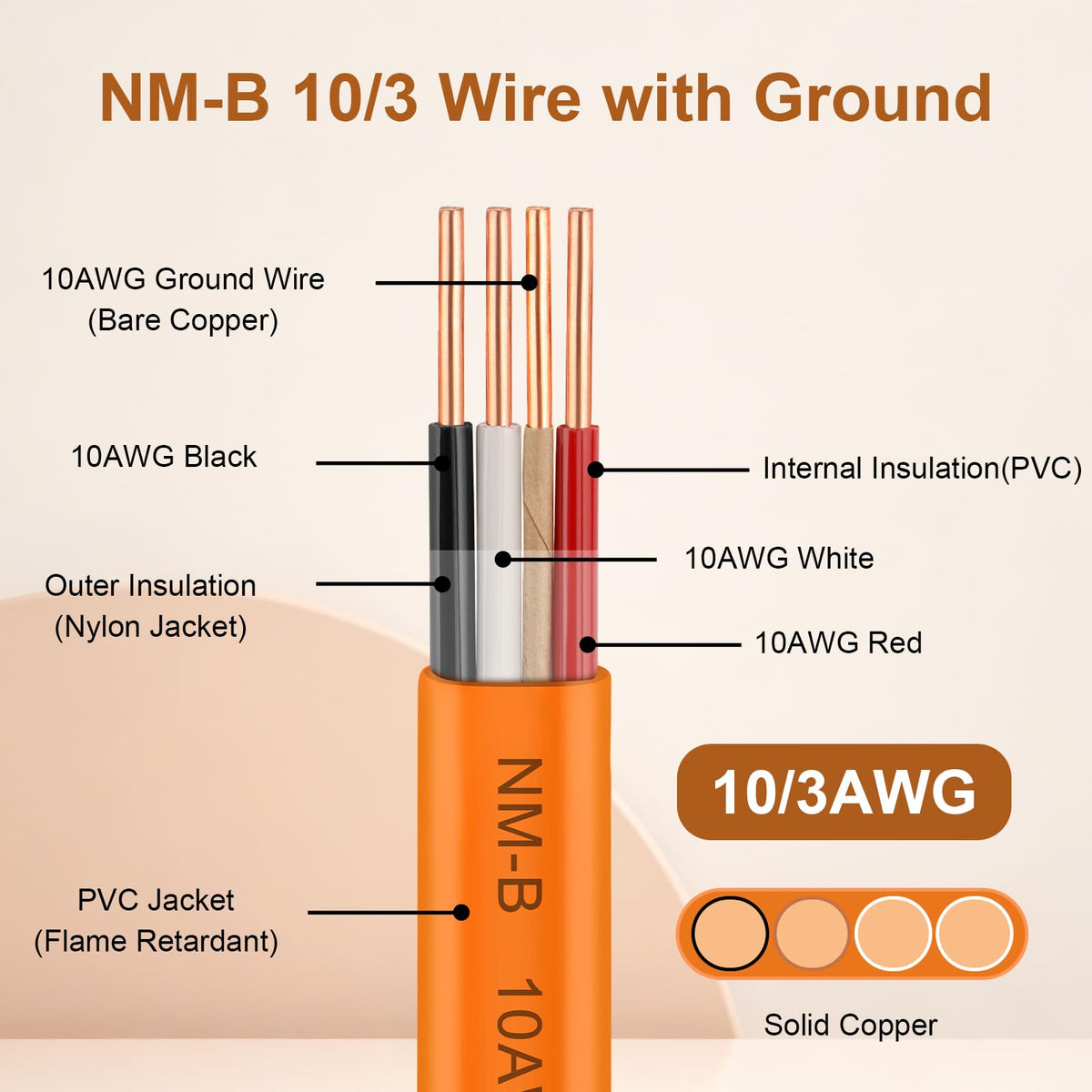 Solid Indoor Electrical Wire 100 FT Orange I709244