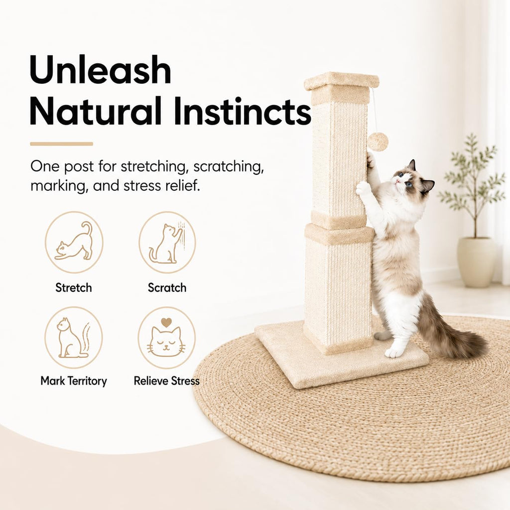 Beige 32Inch Sisal Cat Scratching Post N8815
