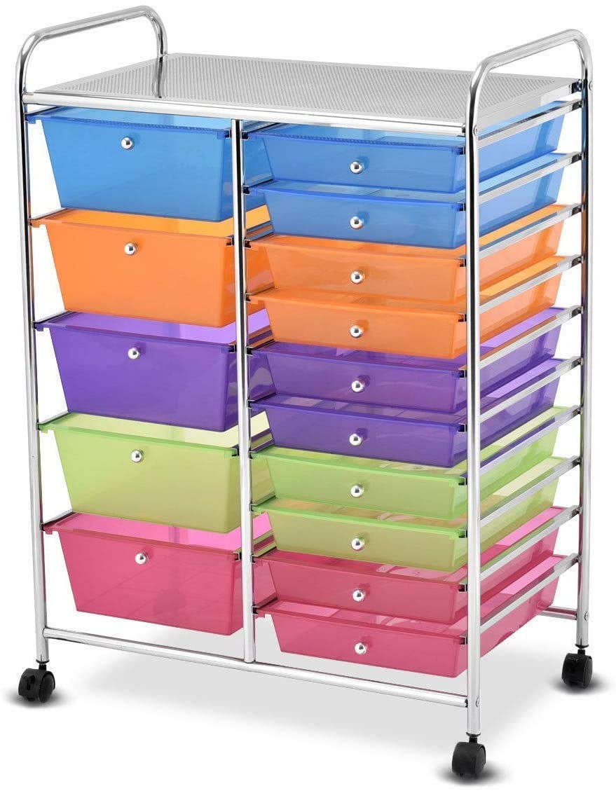15 Drawer Rolling Storage Cart with Wheels E742250