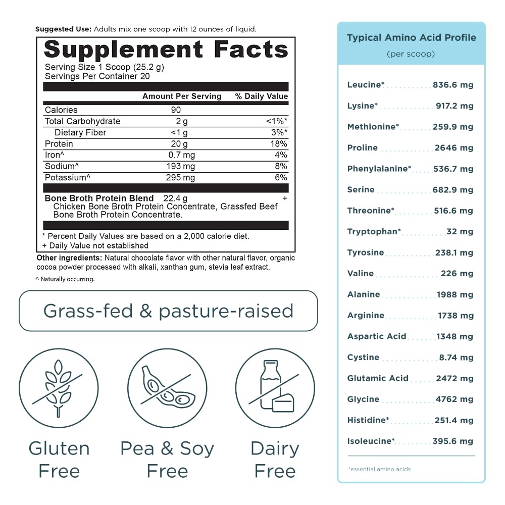 Grass Fed Bone Broth Protein Powder, Chocolate D88618