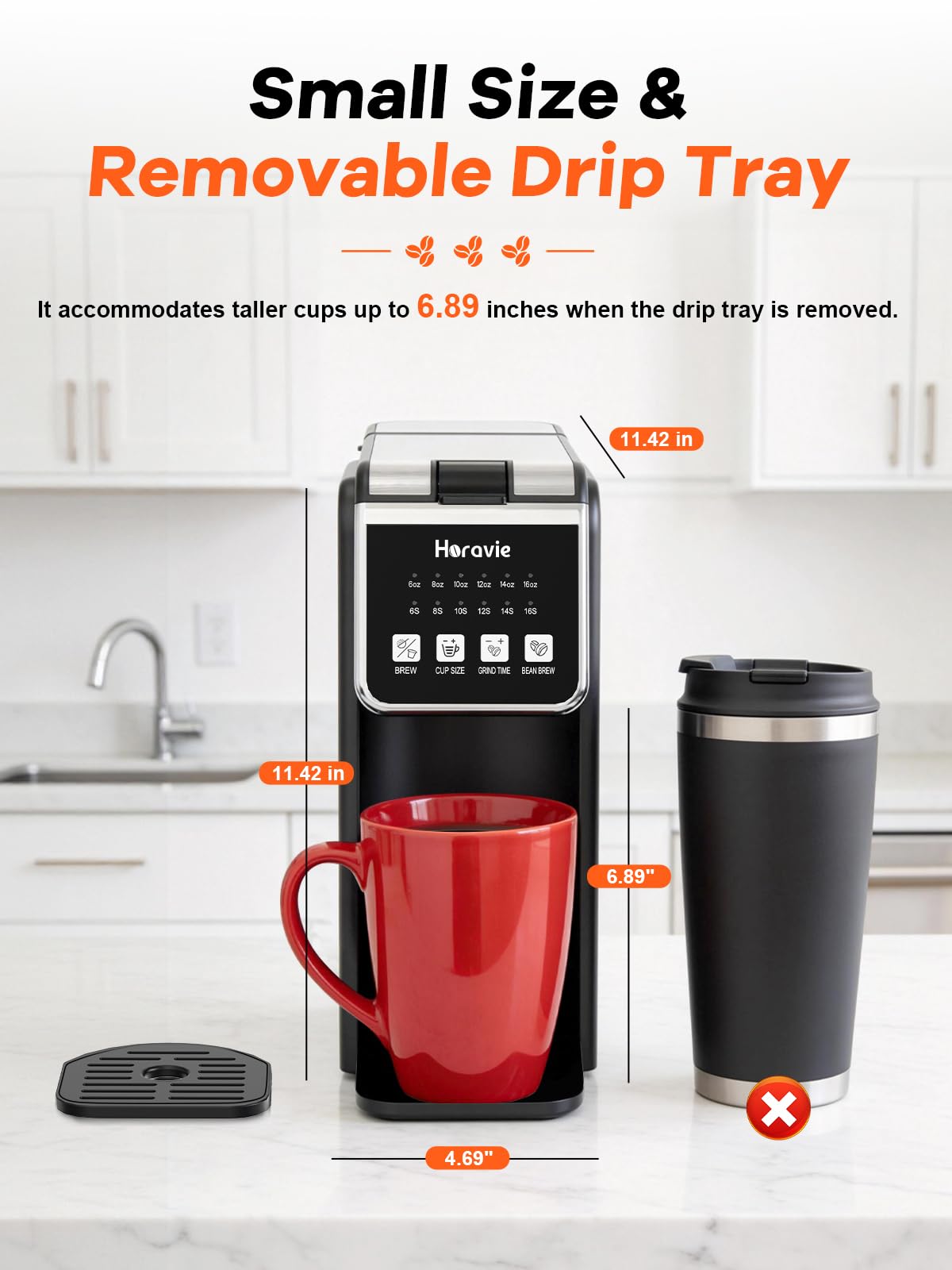 Single Serve Coffee Maker with Built-in Grinder J34514