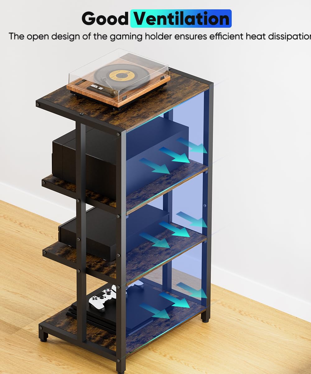 4-Tier Black Wooden Media Stand D544715