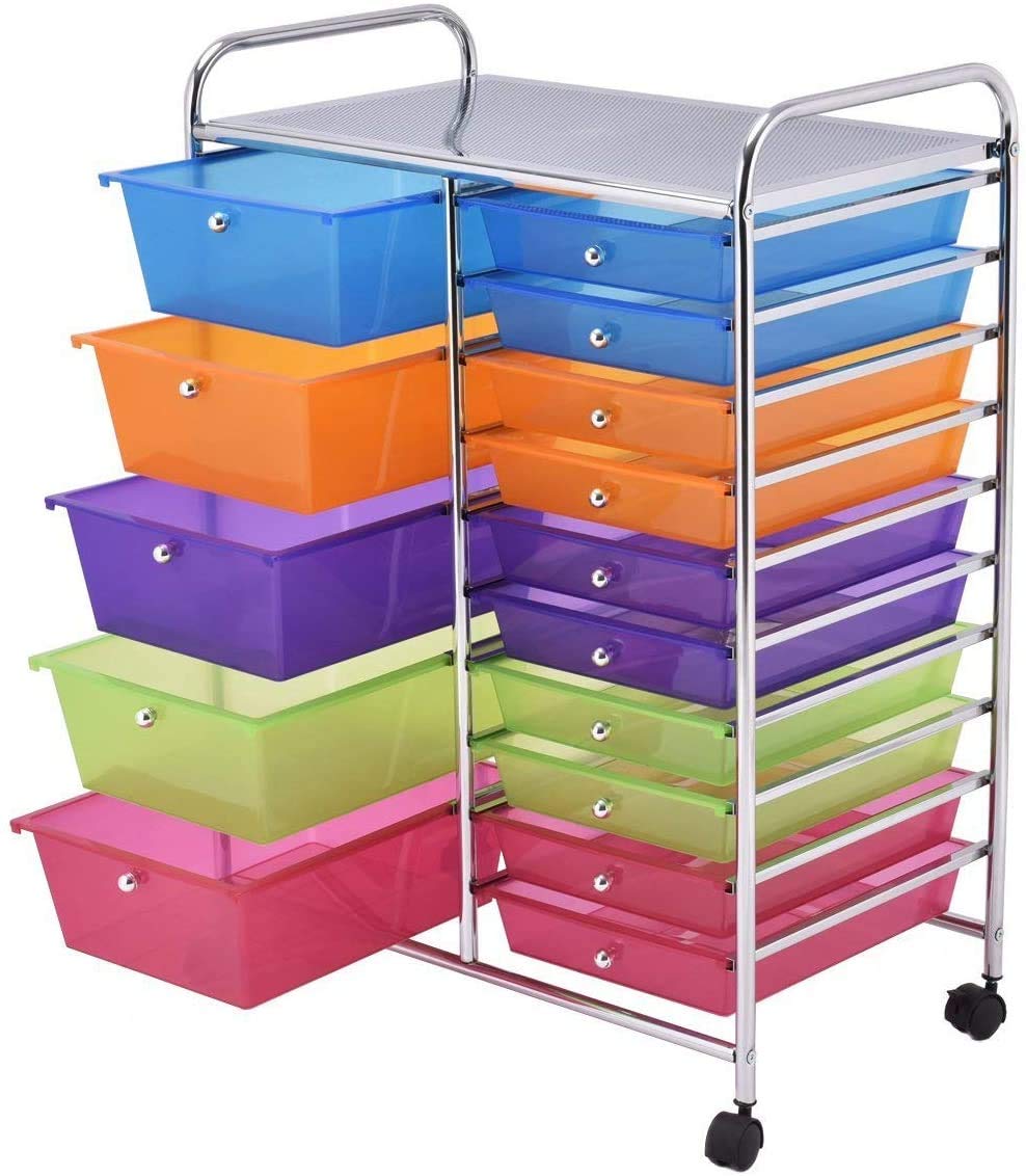 15 Drawer Rolling Storage Cart with Wheels E742250