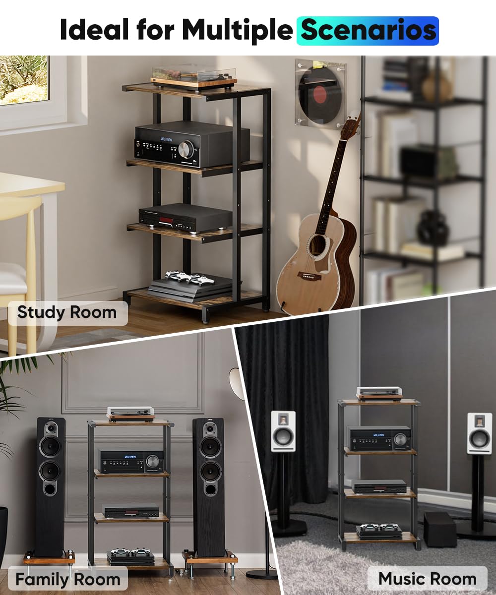 4-Tier Black Wooden Media Stand D544715