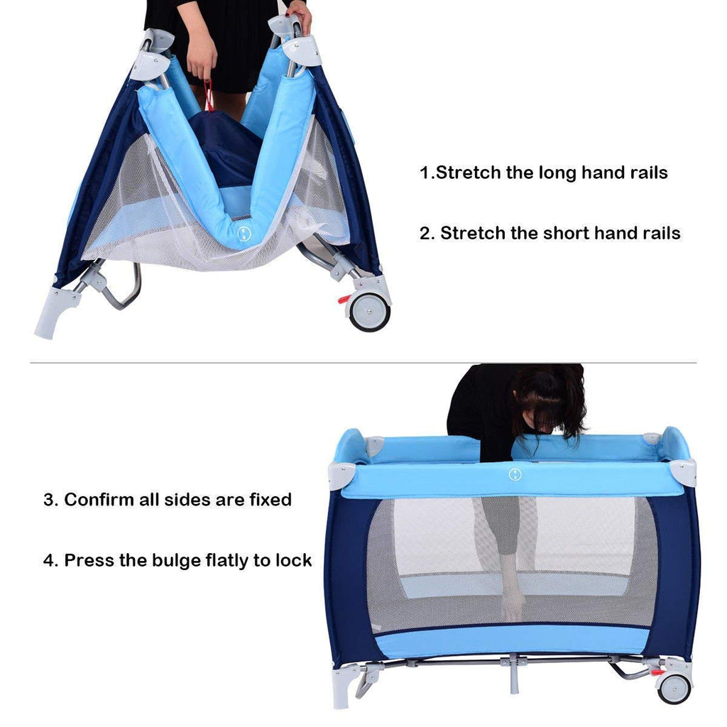 4-in-1 Portable Baby Playard with Bassinet and Changing Table G914505