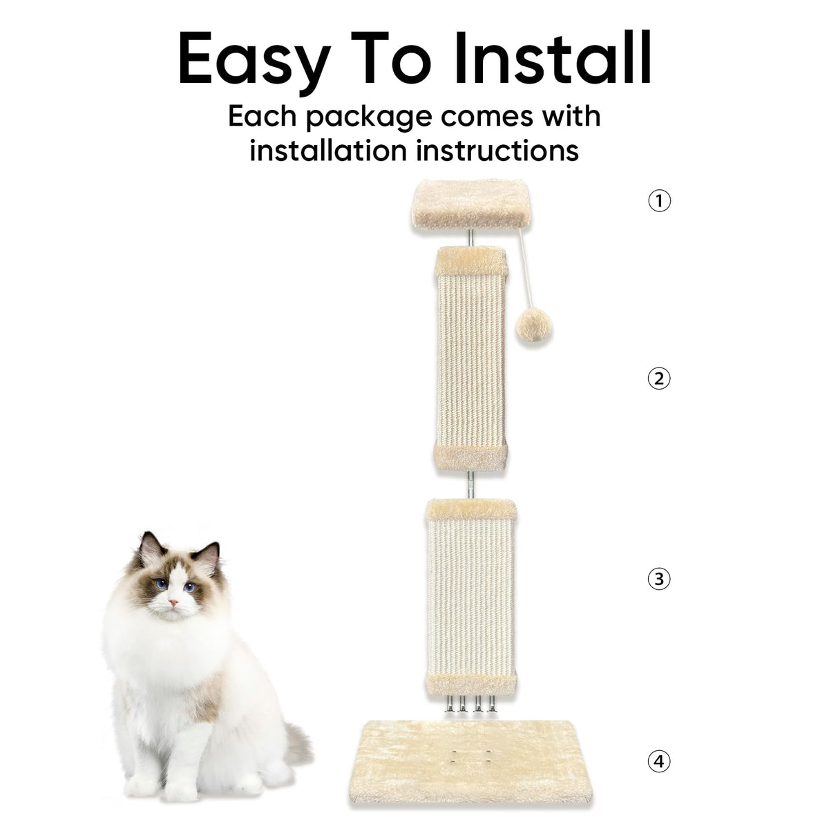 Beige 32Inch Sisal Cat Scratching Post N8815