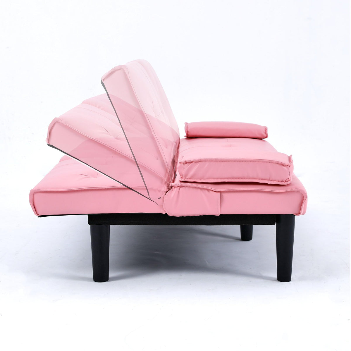 67" Convertible Sofa Bed with Cup Holders, Pink H218512
