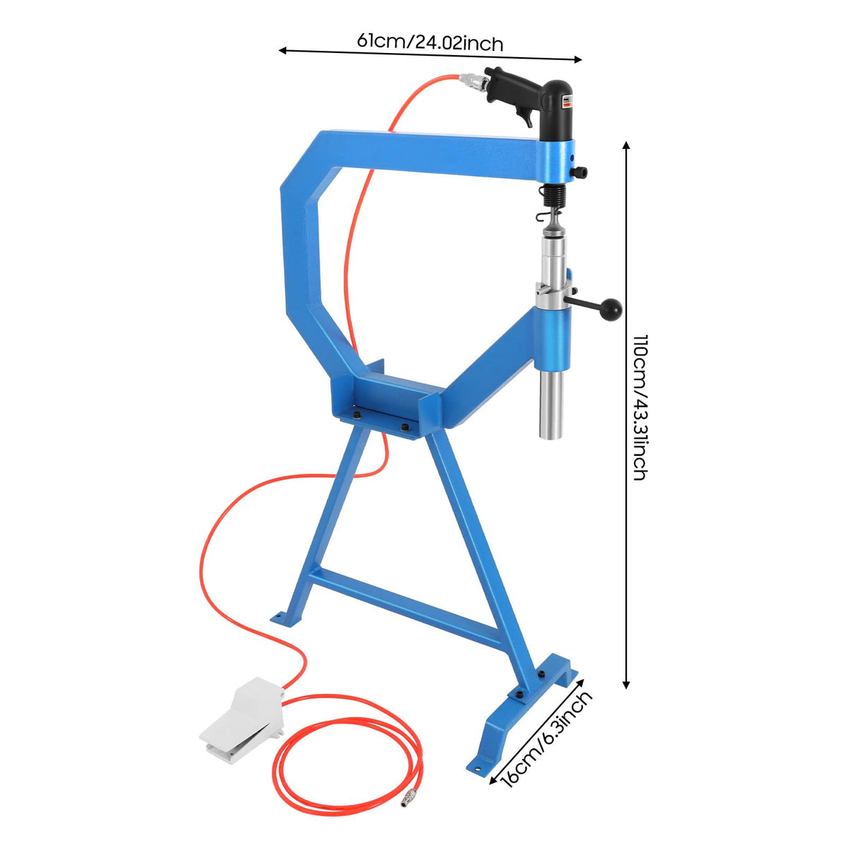 4" Pneumatic Planishing Hammer, 875-1350 RPM Metal Shrinker Stretcher with Cast-Iron Stand, Foot Pedal A967