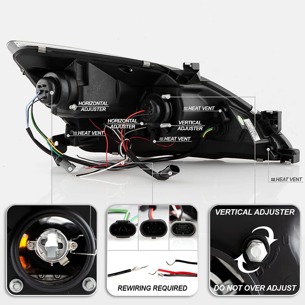 For 2003-2007 Honda Accord LED Projector Headlights, Driver & Passenger Side C169787