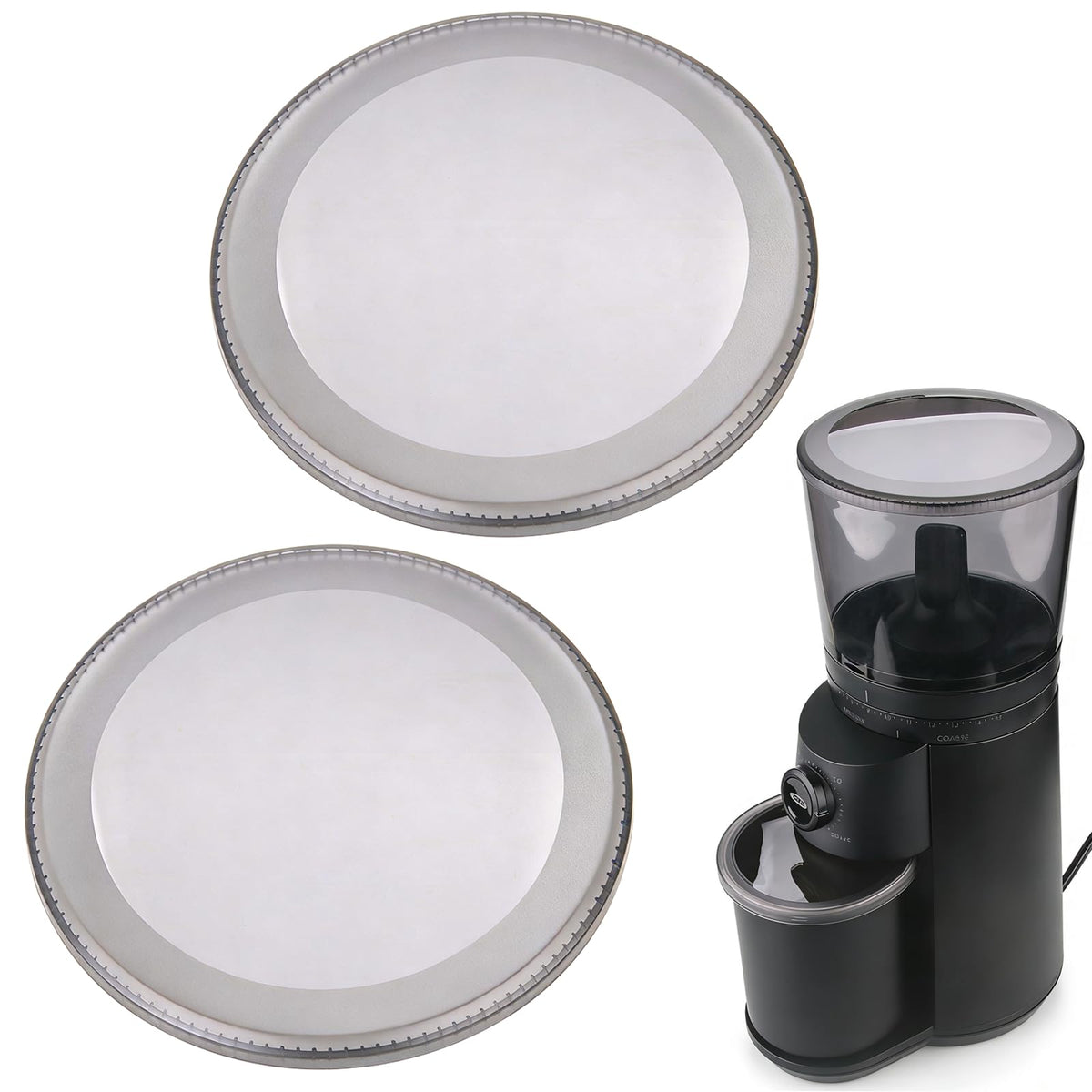 Container Lid for Conical Burr Coffee Grinder, 2 Transparent Gray T48137