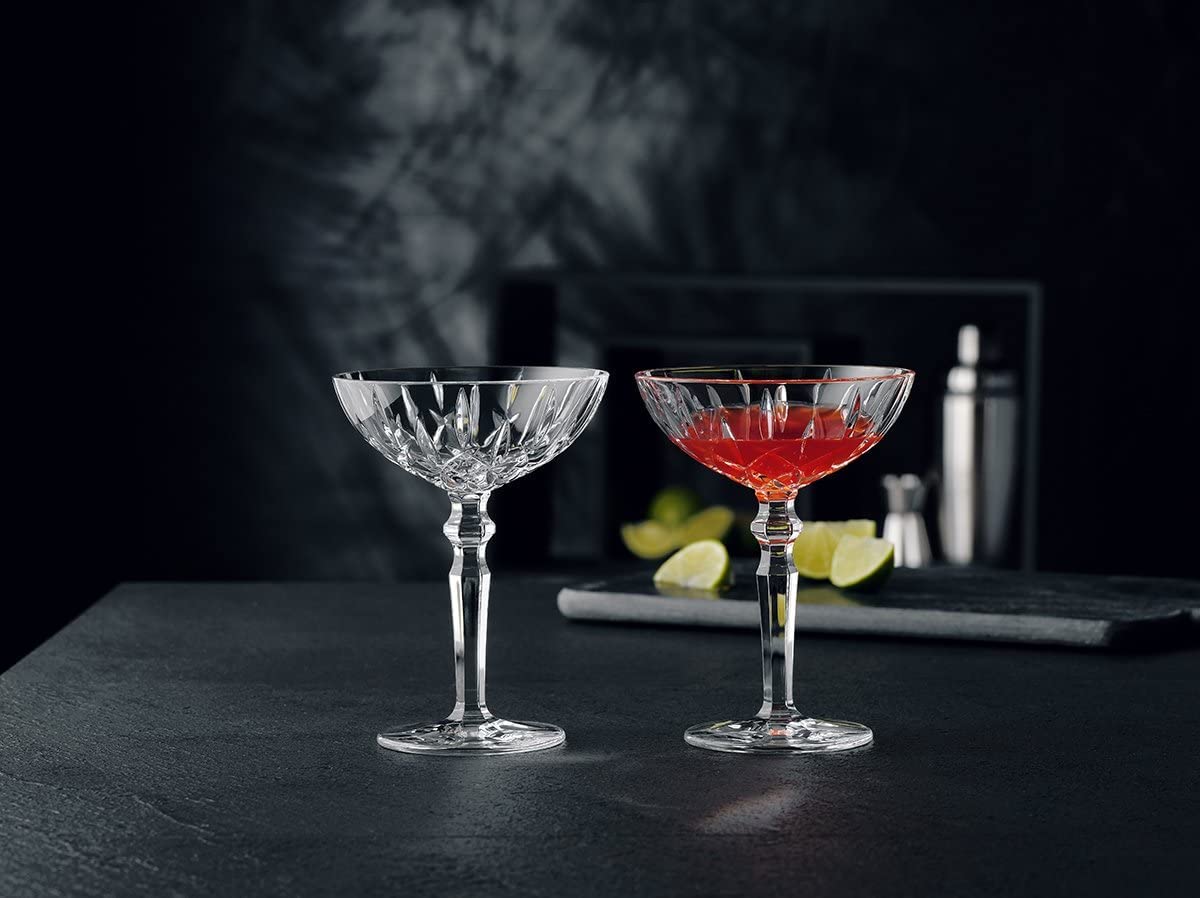 Clear Crystal Cocktail Coupe Glasses, Set of 2 I1080