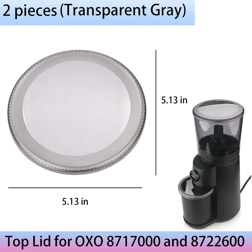 Container Lid for Conical Burr Coffee Grinder, 2 Transparent Gray T48137