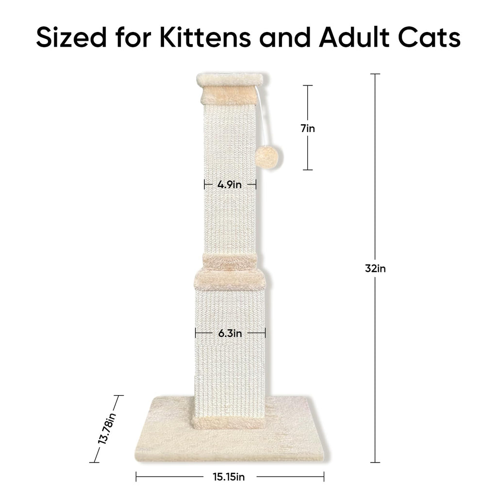 Beige 32Inch Sisal Cat Scratching Post N8815