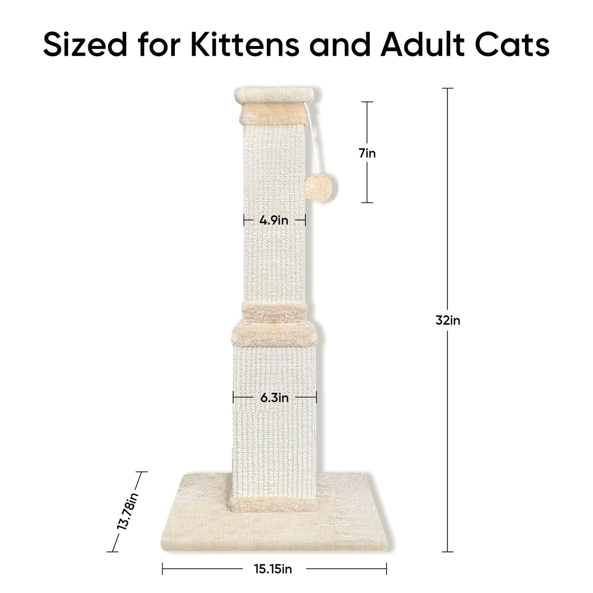 Beige 32Inch Sisal Cat Scratching Post N8815