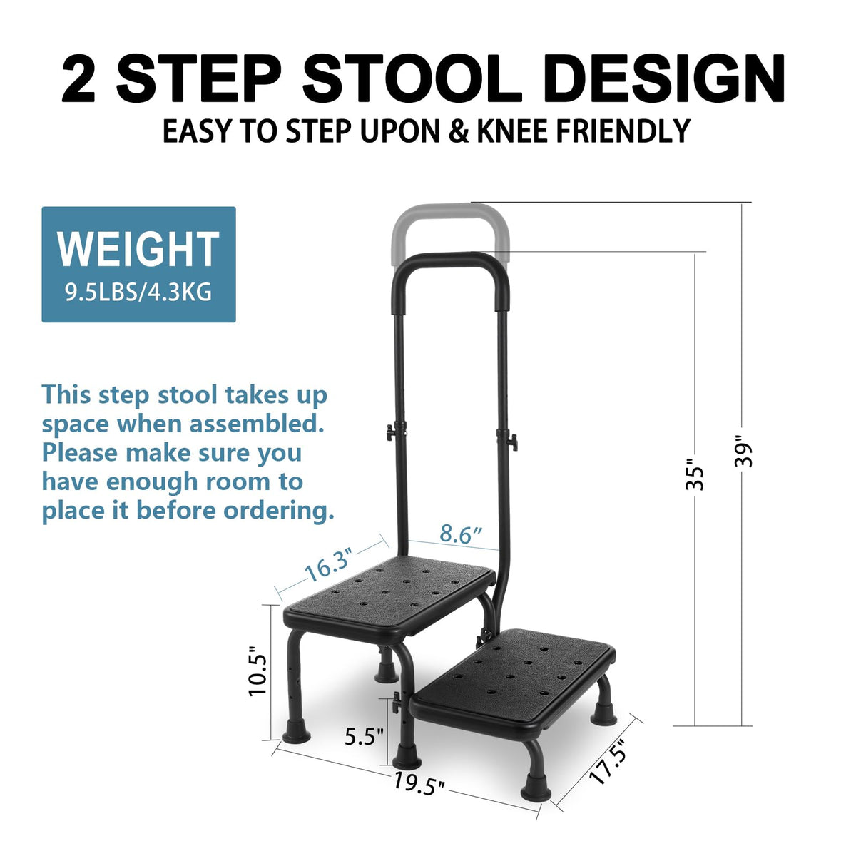 2 Step Stool with Handle and Non-Slip Platform G261676