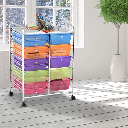 15 Drawer Rolling Storage Cart with Wheels E742250