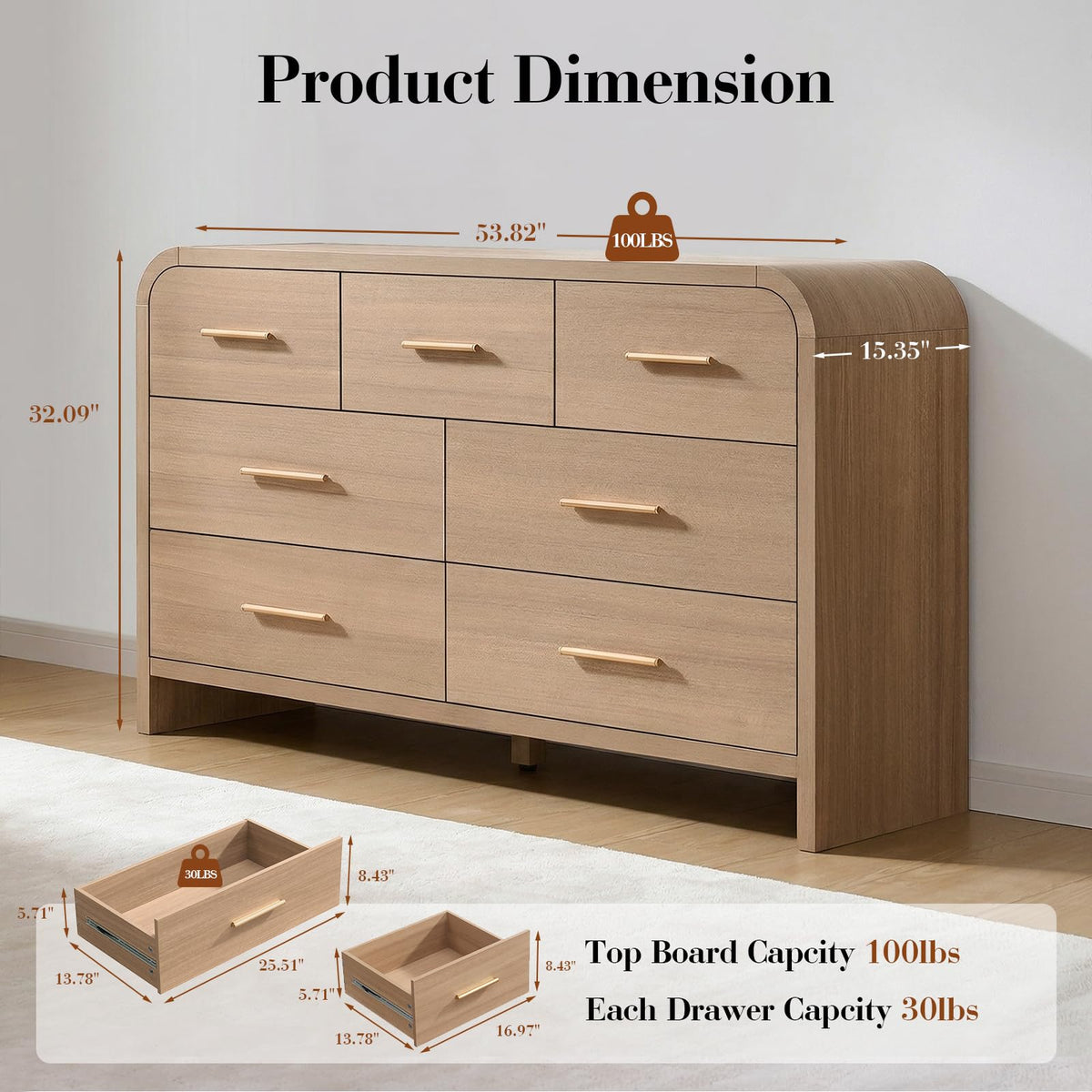 Curved 7 Drawer Dresser R6264