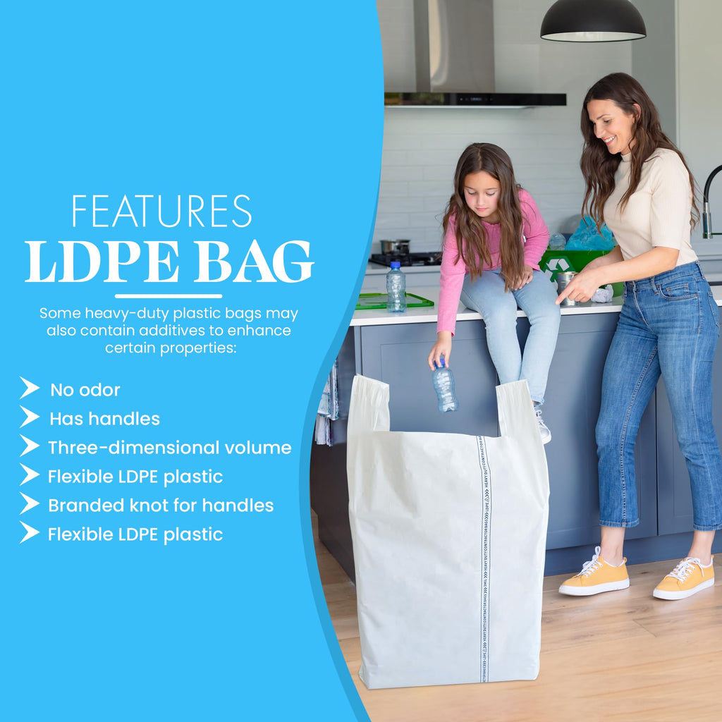 52 Gallon 40 Count 3 MIL Heavy Duty Trash Bags with Handles E60870