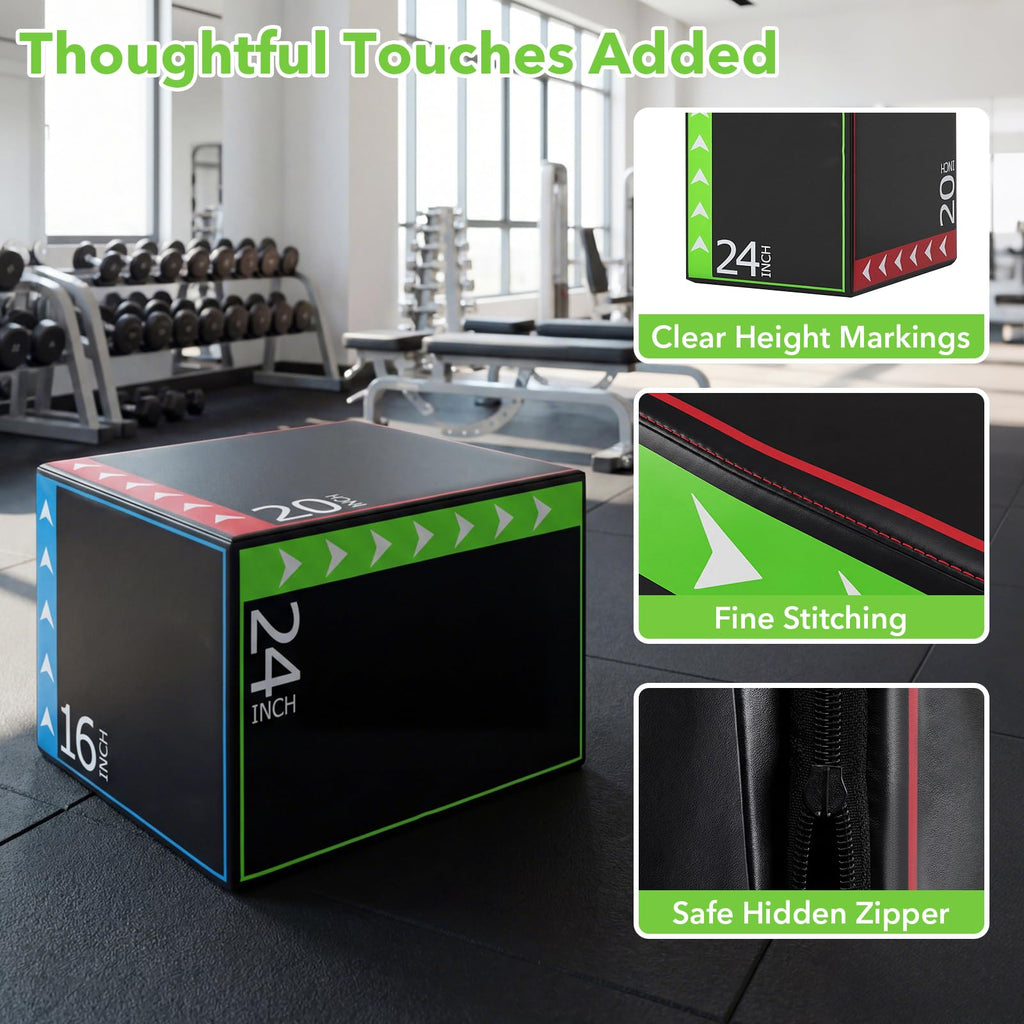 3-in-1 Foam Plyometric Jump Box with Non-Slip Cover S3279