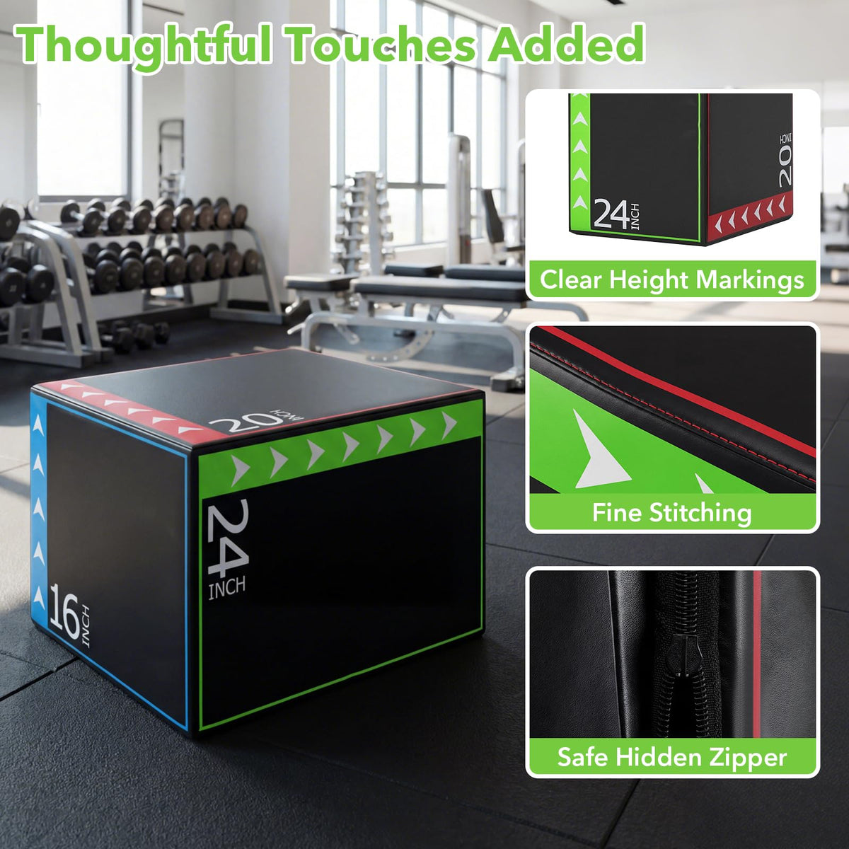 3-in-1 Foam Plyometric Jump Box with Non-Slip Cover S3279