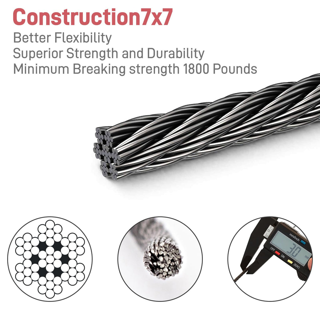Black 1/8" Stainless Steel Cable Kit X451
